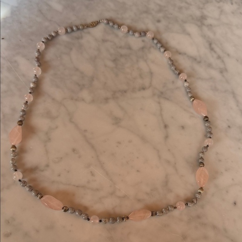Gorjana Pink and Gray Beaded Necklace
